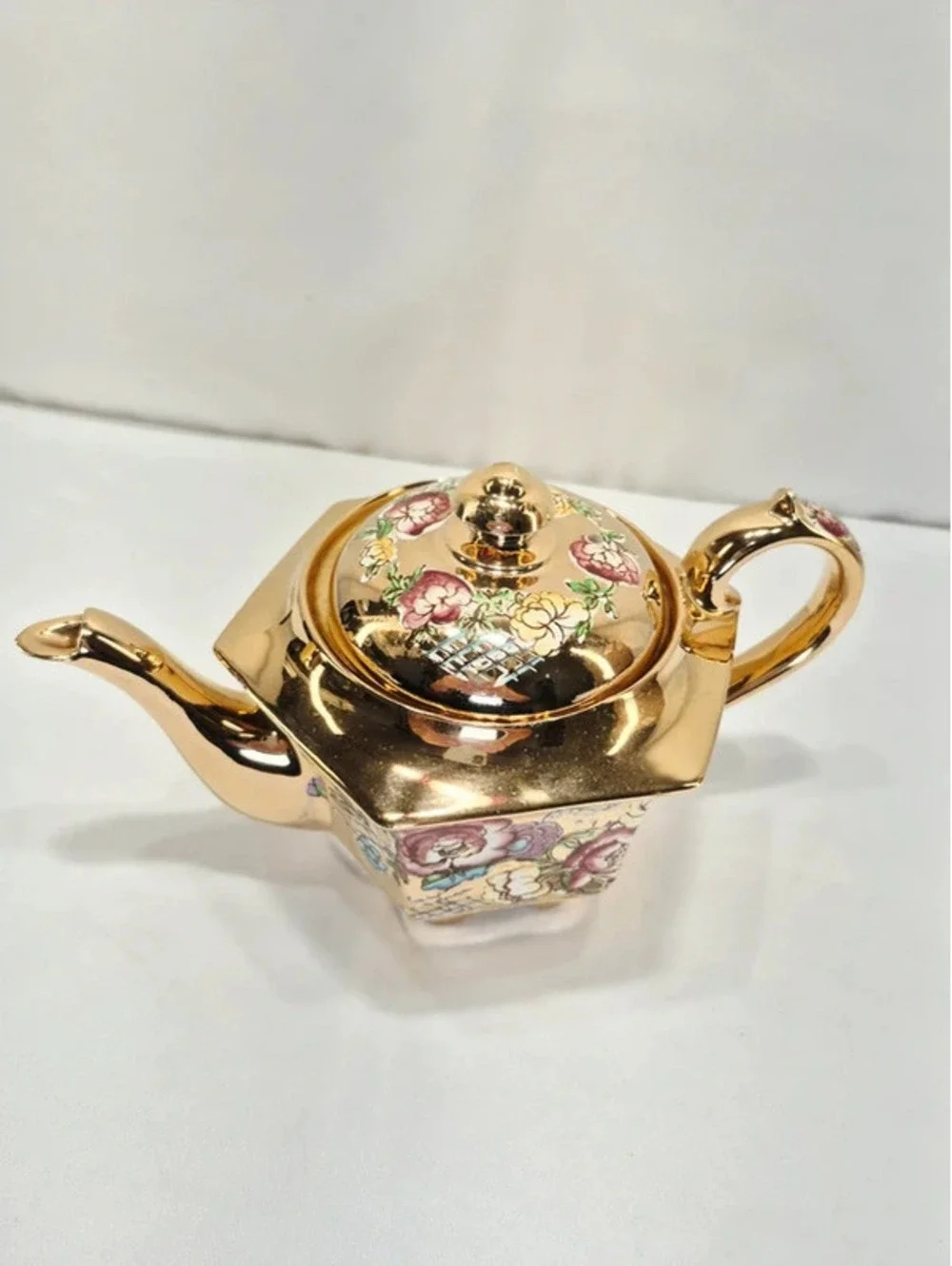 Vintage James Sadler & Sons hexagonal teapot, Made in Staffordshire, England.
